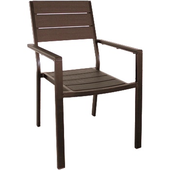 Mira-N HORECANO Стол с подлакътник PLASTIC WOOD КАФЯВ 58x55.5xh88.5 см (YC-051) (0195341)