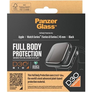 PanzerGlass Apple Watch 9/8/7 45 mm ochranný kryt s D30 čierny rámček 3690
