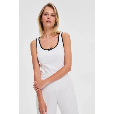 Moodo Дамски бял потник с черен кант Moodo | Byal | ЖЕНИ | XS