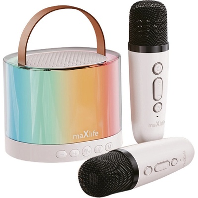 Maxlife MXKS 200 white Bluetooth karaoke se 2 mikrofony bílá