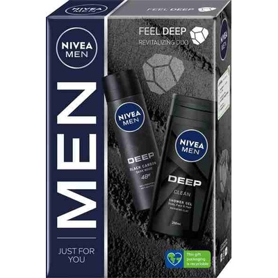 Nivea Men Black Carbon Dark Wood antiperspirant v spreji 150 ml + Clean sprchový gél pre mužov 250 ml