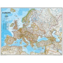 National Geographic Evropa - nástěnná mapa Classic 118 x 92 cm Varianta: bez rámu v tubusu, Provedení: laminovaná mapa v lištách