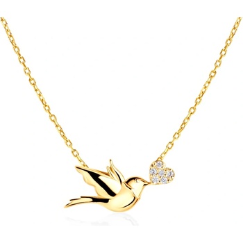 SAVICKI Колие колибри, сърце Savicki: злато, диаманти
