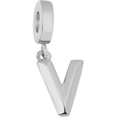 Linda's Jewelry Prívesok na náramok Písmeno V chirurgická oceľ IP059