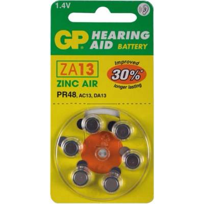 GP Batteries Батерии цинкови GP Hearing Aid ZA13, 1.4V, 6 бр. цена за 1 бр (GPBZZA13)