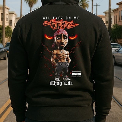 Hoodstyle Rap Toon 2Pac мъжко худиHOOD-hoodie-1414 - Черен , размер