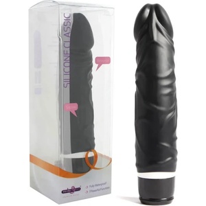  Реалистичен вибратор, класика от силикон, 20см. - Classic Vibrator Black (SEVCR01400)