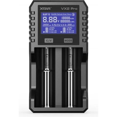 XTAR VX2 PRO nabíječka s LCD displejem 2 port 18650 21700 AA AAA