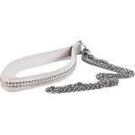  Яка с блестящи камъни и метална верига - Leather Handle White (DEVIL00078)