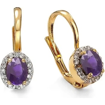 Blink-Blink zlaté náušnice s Tanzanitami a diamantami 3384ZTaG