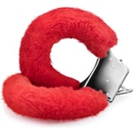 Shots Toys Метални белезници с пух "crushious red" цвят Червен