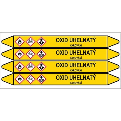 Značení potrubí, oxid uhelnatý,4 ks, 250 × 26 mm PZ 007712