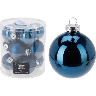 KOOPMAN Vánoční skleněné koule 60 mm modré sada 12 ks – Zboží Dáma