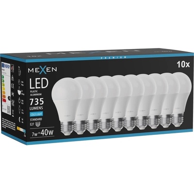 Mexen Nova 10x LED крушка E27, A60, 7W, Студена - 6500K, 735 lm - L100-E27-0765-01x10 (L100-E27-0765-01x10)