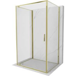 Mexen Exo-3S душ кабина тристенна с врати 90 x 85 см, прозрачна, златна (8181-090-085-50-00-3S)