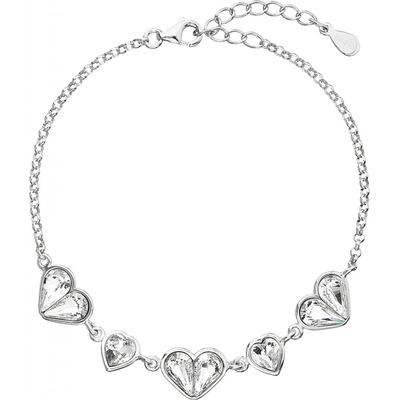 Evolution Group stříbrný se Swarovski krystaly bílé srdce 33109.1