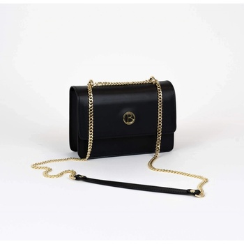 Bagger malá elegantná kožená crossbody kabelka so zlatým ramienkom čierna 0161