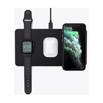 Satechi Trio Wireless Charging Pad за Apple Watch, Airpods, iPhone Black (STX3TWCPM)