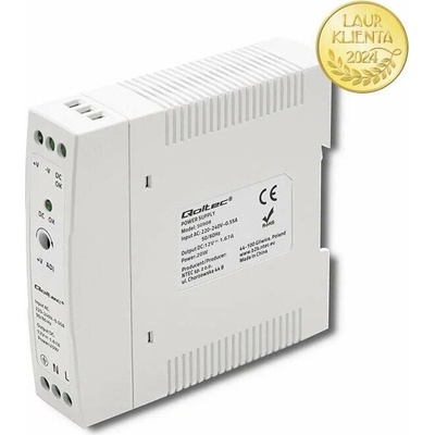 Qoltec 50908 – napájecí zdroj na DIN lištu 20 W / 12 V / 1,67 A / Bílý