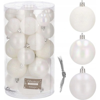 SPRINGOS Vianočné banky biele mix 4 5 6cm sada 30ks