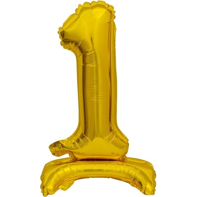 Balónek fóliový číslo volně stojící "1" zlatý 38 cm metalický