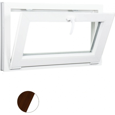 Aluplast Sklopné plastové okno Tmavý dub/bílá 700 x 420 mm Dvojsklo Ug= 1,1