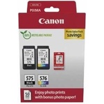 Canon Ink Cartridges & Paper Multipack - PG-575/CL-576 Original Printer Cartridges Pack of 2 (1 x Black, 1 x Color) & 4x6 Photo Paper (50 Sheets) - 5438C004