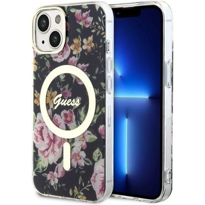 GUESS Кейс Guess GUHMP14SHCFWSK за iPhone 14 6.1", черен / черен, твърд, Flower MagSafe (GUE002724-0)