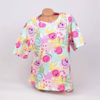 Image 1 of Свежа пижама в бяло с къс ръкав и емотиконки