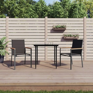 vidaXL Градински столове 2 бр черни 55x61, 5x90 см Textilene и стомана (364099)