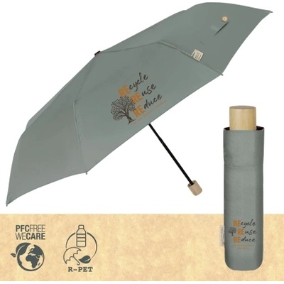 Дамски неавтоматичен чадър Perletti Green 19118, Сиво-зелен