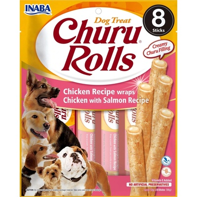 Churu Dog Rolls Chicken Recipe wraps Chicken with Salmon Recipe 8 x 12 g