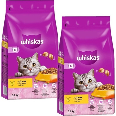 WHISKAS Adult s lahodným kuracím mäsom 2 x 3,8 kg