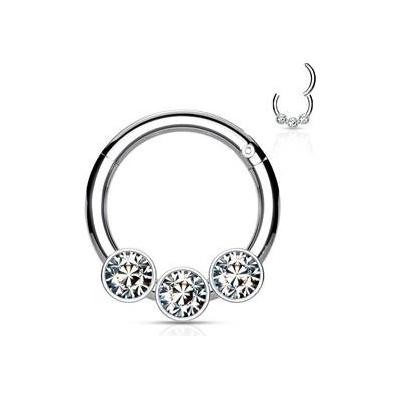 Šperky4U piercing kruh segment čiré kameny K01057-STC