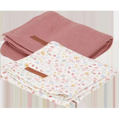 LITTLE DUTCH 70 x 70 Květiny a motýliPure Pink 2 ks