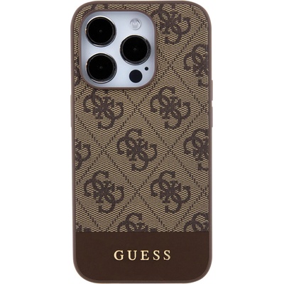 GUESS Гръб Guess за iPhone 15 Pro , PU, 4G Stripe, MagSafe, Кафяв (3666339193140)