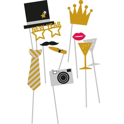 Rekvizity do fotokoutku Golden Wishes - Happy New Year 10 ks