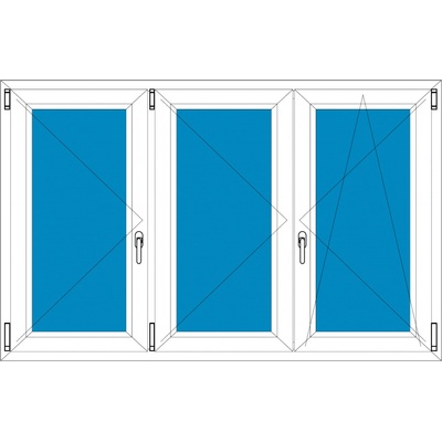 Ekosun Plastové okno Ekosun 7 Swisspacer Ultimate Trojkřídlé bez středového sloupku 240x220 Dekor - Dekor