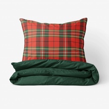 Goldea vánoční bavlna povlečení duo červené káro s tmavě zelenou 140x200 70x90