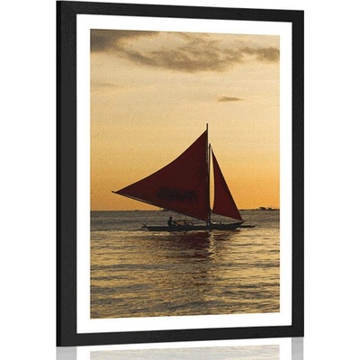 Plakát s paspartou nádherný západ slunce na moři - 20x30 silver