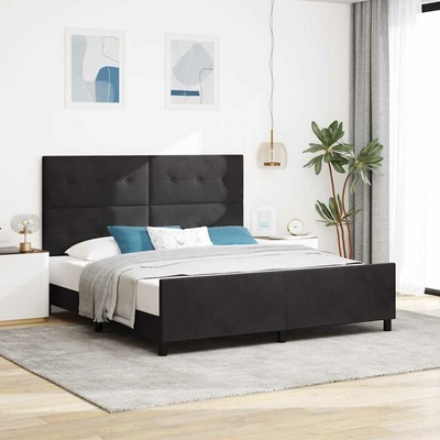 Postel s boxspringem s čelo Černá 180 x 200 cm samet