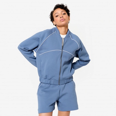 Domyos Dámska bomber bunda na zips modrá s bielou lemovkou modrá