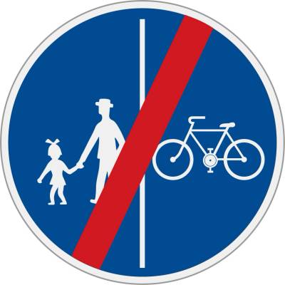 Dopravní značka C10b(C-K) Konec stezky pro chodce a cyklisty dělené (Chodec/Kolo)