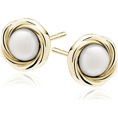 Lafira pozlacené stříbrné náušnice Circle Pearl Z2116EG