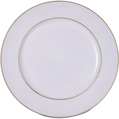 Qx impex kft Пластмасов поднос IRIS със златна украса, бял 33 cm 676569 (676569)