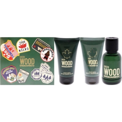 Dsquared2 Green Wood EDT 100 ml + sprchový gél 100 ml + balzam po holení 100 ml pre mužov darčeková sada
