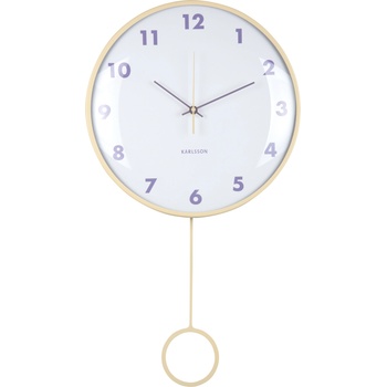 Karlsson Стенен часовник с махало Cheeky Dome, пастелно жълт (KA6058LY)