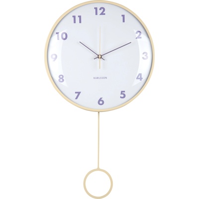 Karlsson Стенен часовник с махало Cheeky Dome, пастелно жълт (KA6058LY)