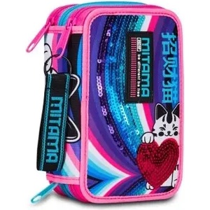 Mitama Rainbow Cat ученически несесер с 3 ципа, ПЪЛЕН