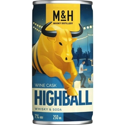 M&H Wine Cask Highball Whisky & Soda RTD 7% 0,25 l (holá láhev)
